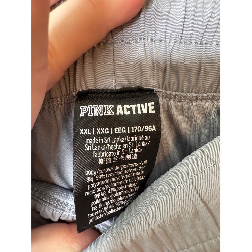 Pink Victoria's Secret Active Gray Smocked Waist Running Shorts Pockets Liner - Picture 4 of 5